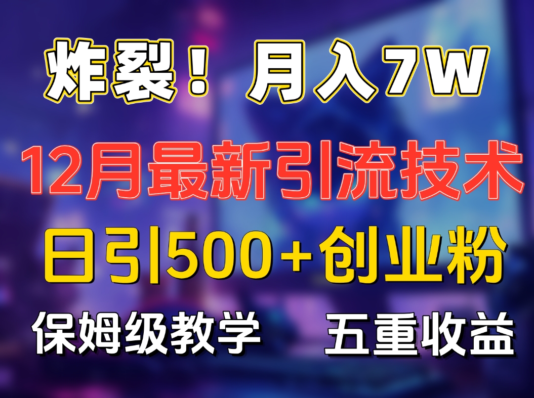 炸裂！月入7W+揭秘12月最新日引流500+精准创业粉，多重收益保姆级教学-网亿资源平台