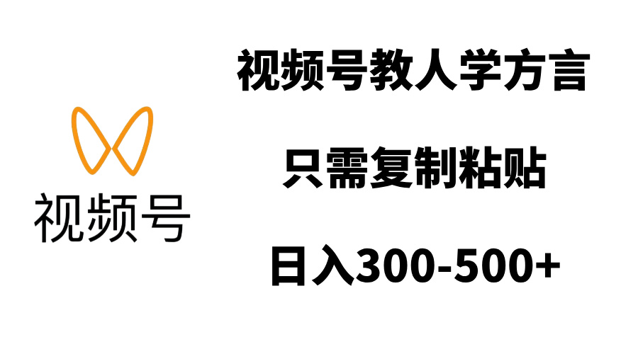 视频号教人学方言，只需复制粘贴，日入300-500+-网亿资源平台