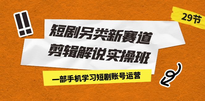 短剧另类新赛道剪辑解说实操班：一部手机学习短剧账号运营（29节 价值500）-网亿资源平台
