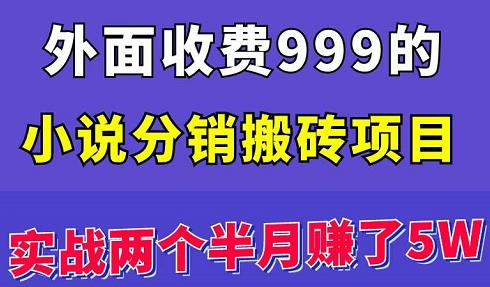 外面收费999的小说分销搬砖项目：实战两个半月赚了5W块，操作简单！￼-网亿资源平台