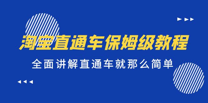 淘宝直通车保姆级教程，全面讲解直通车就那么简单！-网亿资源平台