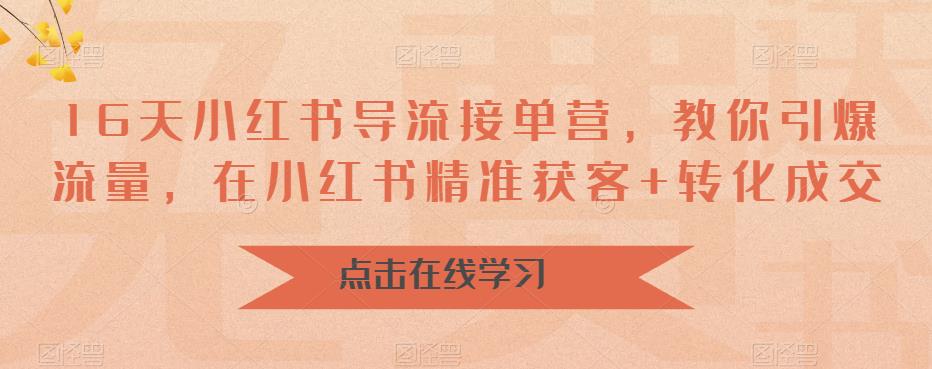 16天-小红书 导流接单营，教你引爆流量，在小红书精准获客+转化成交-网亿资源平台