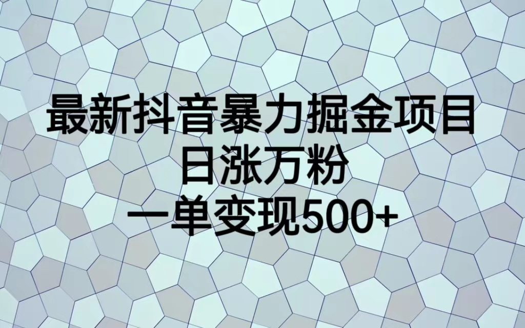 最火热的抖音暴力掘金项目，日涨万粉，多种变现方式，一单变现可达500+-网亿资源平台