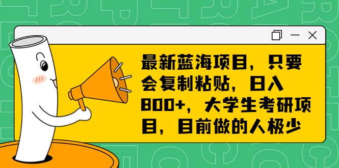最新蓝海项目，只要会复制粘贴，日入800+，大学生考研项目，目前做的人极少-网亿资源平台
