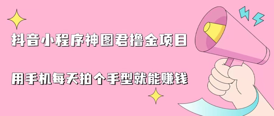 抖音小程序神图君撸金项目，用手机每天拍个手型挂载一下小程序就能赚钱-网亿资源平台