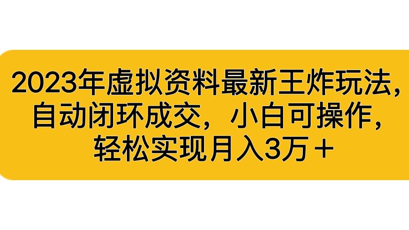 2023年虚拟资料最新王炸玩法，自动闭环成交，小白可操作，轻松实现月入3…-网亿资源平台