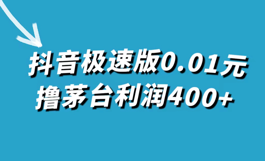 抖音极速版0.01元撸茅台，一单利润400+-网亿资源平台
