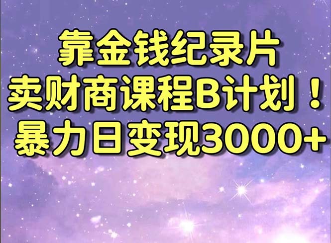 靠金钱纪录片卖财商课程B计划！暴力日变现3000+，喂饭式干货教程！-网亿资源平台