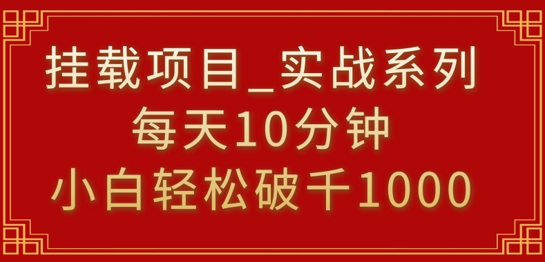 挂载项目，小白轻松破1000，每天10分钟，实战系列保姆级教程-网亿资源平台