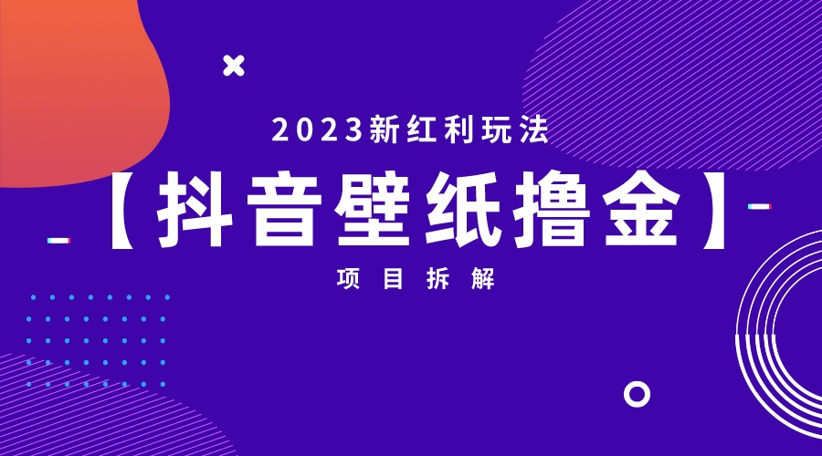 2023新红利玩法：抖音壁纸撸金项目-网亿资源平台
