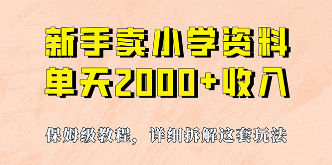 我如何通过卖小学资料，实现单天2000+，实操项目，保姆级教程+资料+工具-网亿资源平台