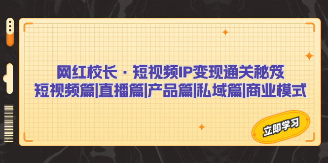 网红校长·短视频IP变现通关秘笈：短视频篇+直播篇+产品篇+私域篇+商业模式-网亿资源平台