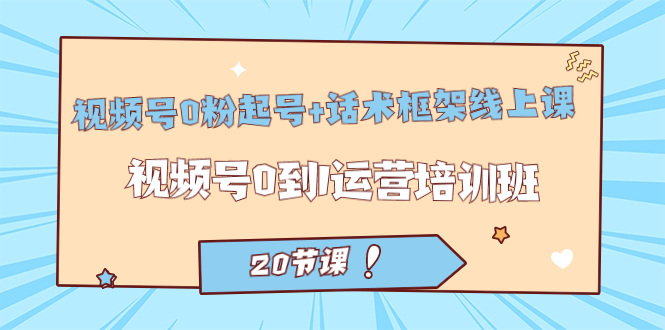 视频号·0粉起号+话术框架线上课：视频号0到1运营培训班（20节课）-网亿资源平台