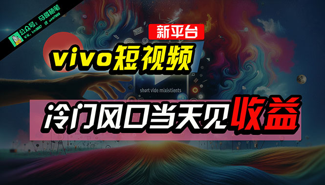 全新平台vivo短视频，新风口AI混剪无脑搬运，冷门风口当天见收益-网亿资源平台