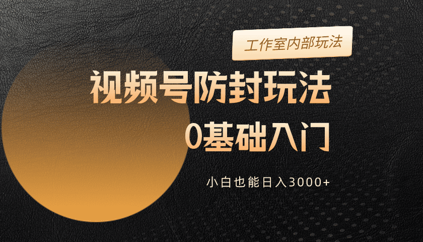 2024视频号升级防封玩法，零基础入门，小白也能日入3000+-网亿资源平台