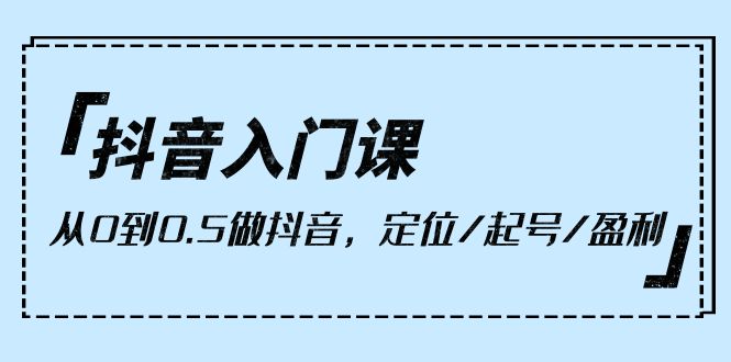 抖音入门课，从0到0.5做抖音，定位/起号/盈利（9节课）-网亿资源平台
