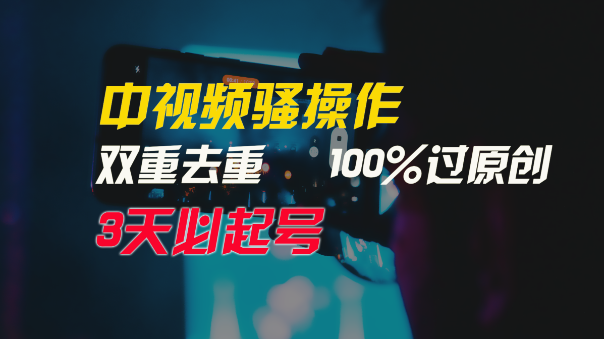 中视频骚操作，双重去重100%过原创，3天比必起号-网亿资源平台