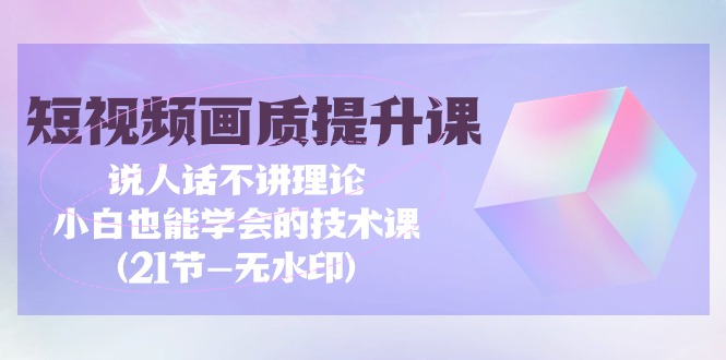 短视频-画质提升课，说人话不讲理论，小白也能学会的技术课(21节-无水印)-网亿资源平台