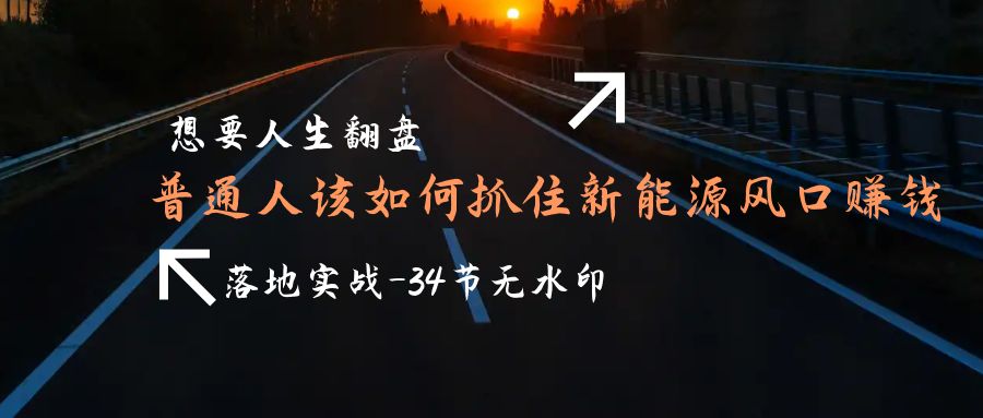 想要人生翻盘，普通人如何抓住新能源风口赚钱，落地实战案例课-网亿资源平台