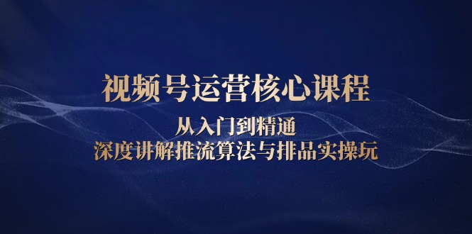 视频号运营核心课程，从入门到精通，深度讲解推流算法与排品实操玩-网亿资源平台