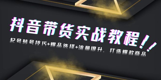 抖音带货实战教程：起号转号技巧+爆品选择+流量提升，打造爆款商品-网亿资源平台