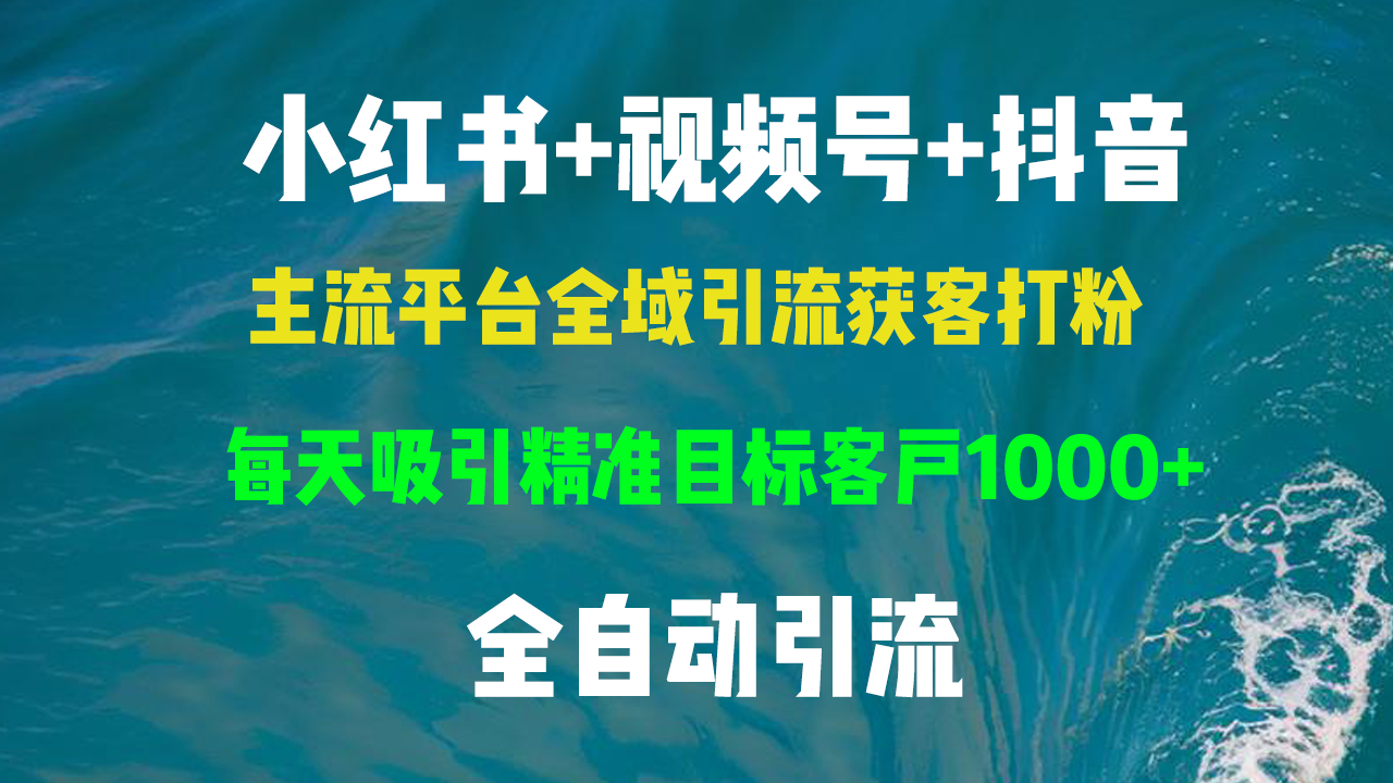 小红书，视频号，抖音主流平台全域引流获客打粉，每天吸引精准目标客户-网亿资源平台