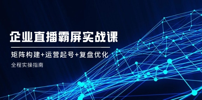企 业直 播 霸 屏实战课：矩阵构建+运营起号+复盘优化，全程实操指南-网亿资源平台