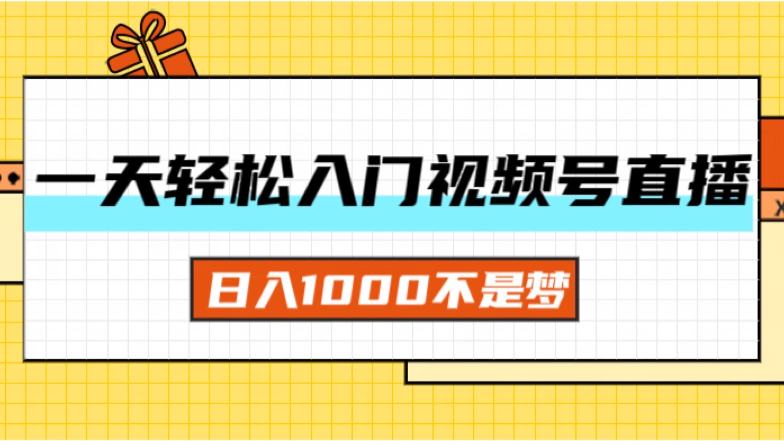 一天入门视频号直播带货，日入1000不是梦-网亿资源平台