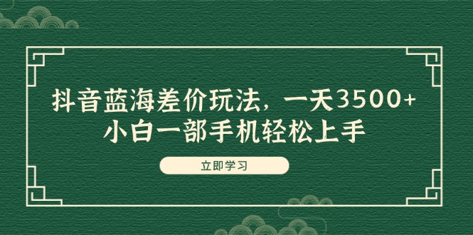 抖音蓝海差价玩法，一天3500+，小白一部手机轻松上手-网亿资源平台
