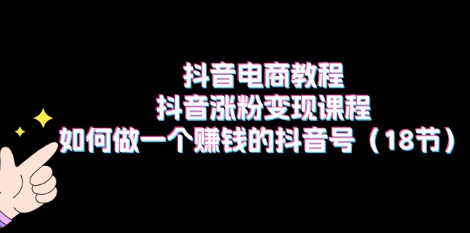 抖音电商教程：抖音涨粉变现课程：如何做一个赚钱的抖音号-网亿资源平台