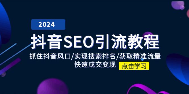 抖音 SEO引流教程：抓住抖音风口/实现搜索排名/获取精准流量/快速成交变现-网亿资源平台