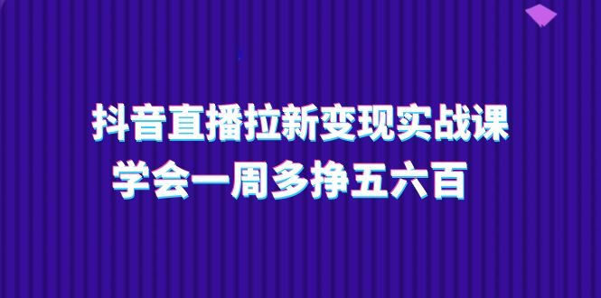 抖音直播拉新变现实操课，学会一周多挣五六百-网亿资源平台
