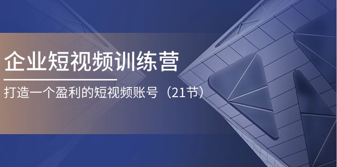 企业短视频训练营：打造一个盈利的短视频账号-网亿资源平台