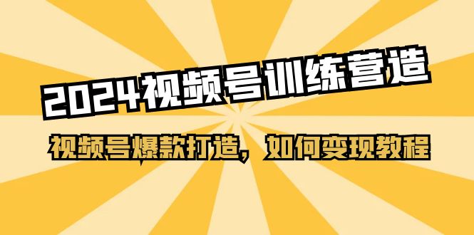 2024视频号训练营，视频号爆款打造，如何变现教程（20节课）-网亿资源平台