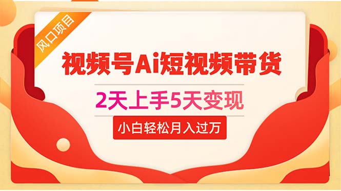2天上手5天变现视频号Ai短视频带货0粉丝0基础小白轻松月入过万-网亿资源平台