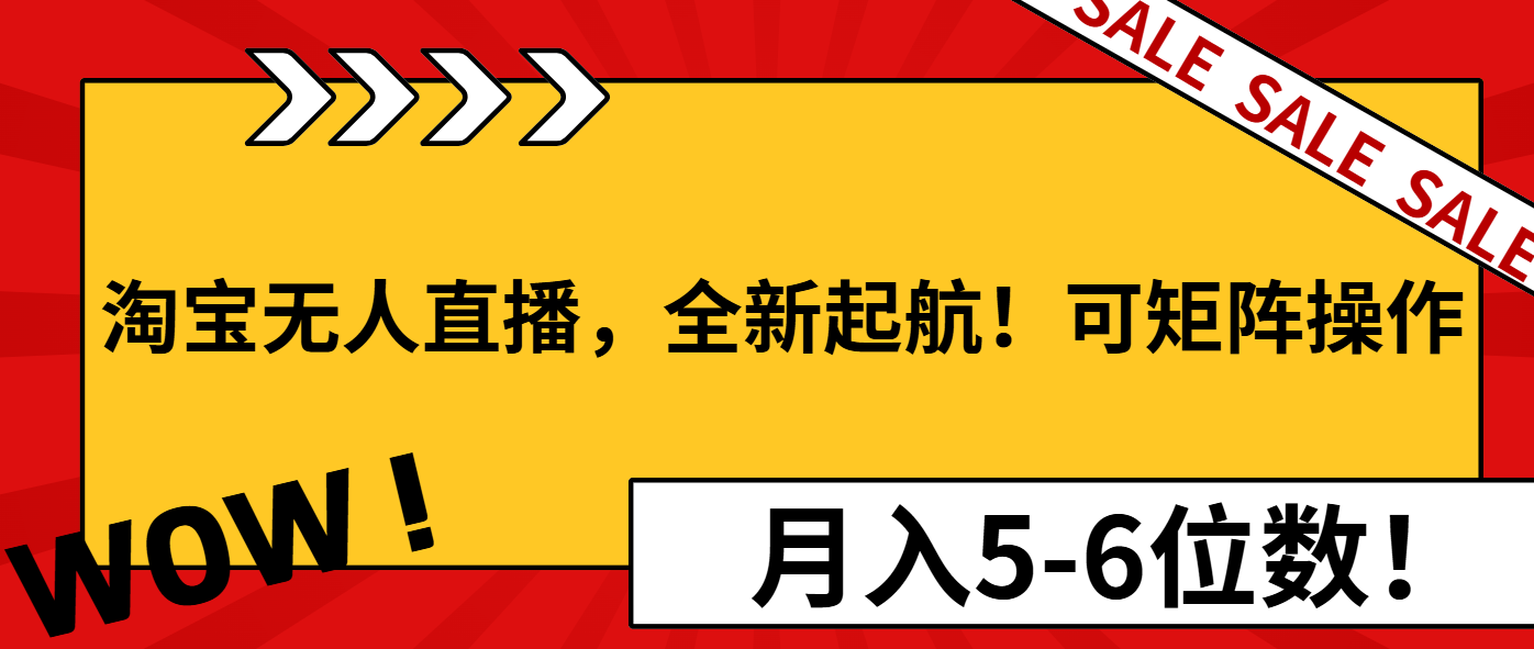 淘宝无人直播，全新起航！可矩阵操作，月入5-6位数！-网亿资源平台