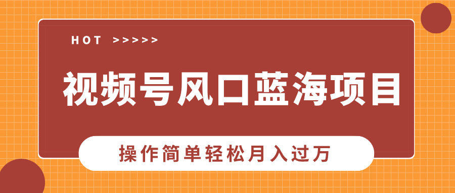 视频号风口蓝海项目，中老年人的流量密码，操作简单轻松月入过万-网亿资源平台