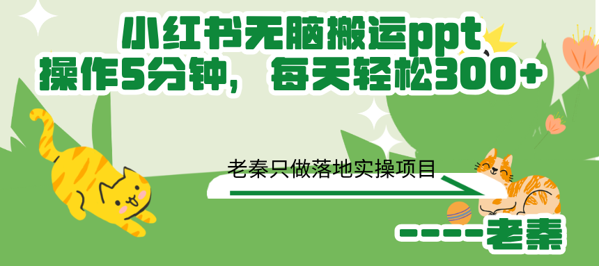 小红书无脑搬运ppt,操作5分钟，每天轻松300+-网亿资源平台