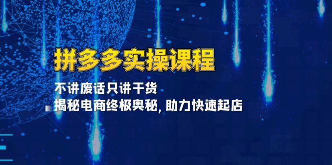 拼多多实操课程：不讲废话只讲干货, 揭秘电商终极奥秘,助力快速起店-网亿资源平台