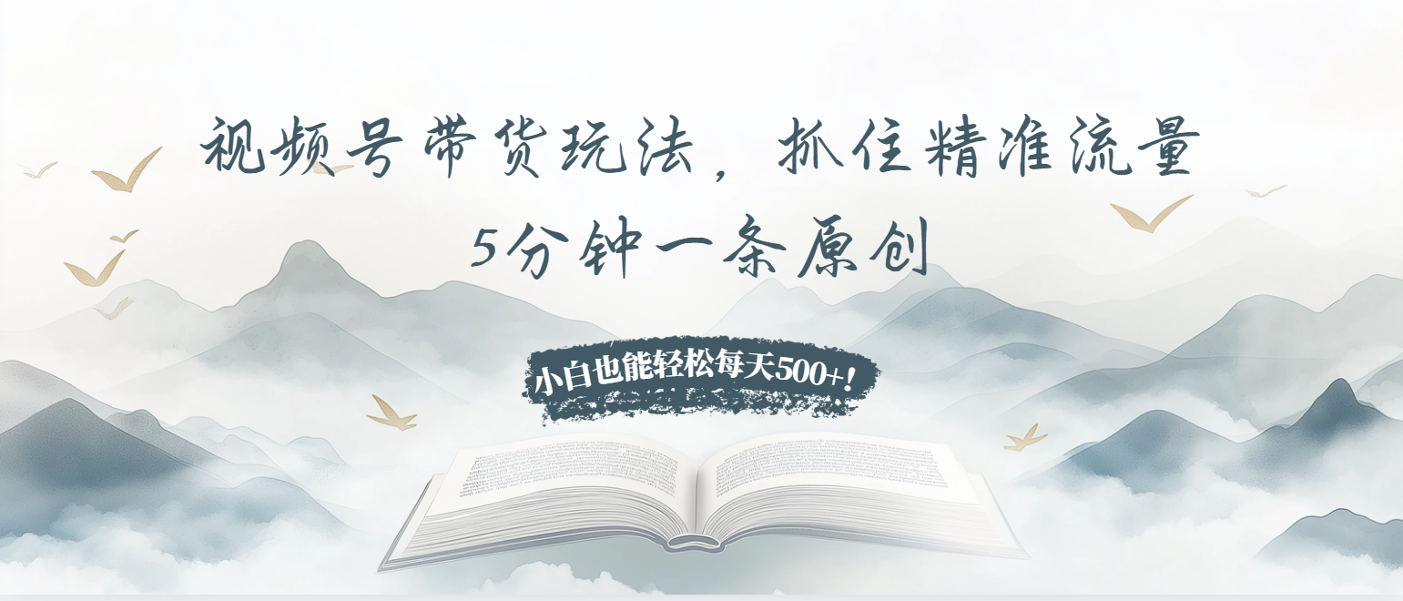 视频号带货玩法，抓住精准流量，5分钟一条原创-网亿资源平台