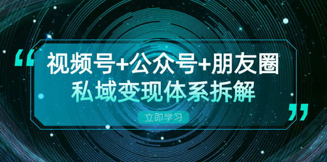 视频号+公众号+朋友圈私域变现体系拆解，全体平台流量枯竭下的应对策略-网亿资源平台