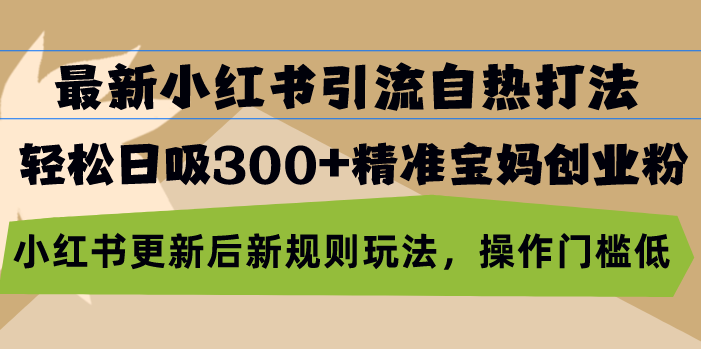 最新小红书引流自热打法，轻松日吸300+精准宝妈创业粉-网亿资源平台
