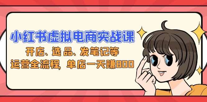 小红书虚拟电商实战课：开店、选品、发笔记等运营全流程，单店一天赚800-网亿资源平台