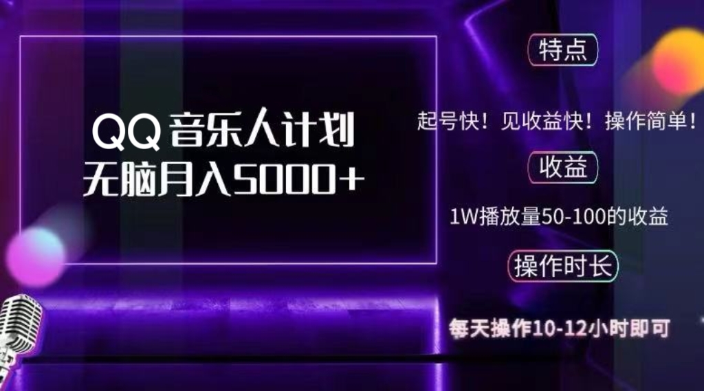 2024QQ音乐人计划，纯无脑操作，轻松月入5000+-网亿资源平台