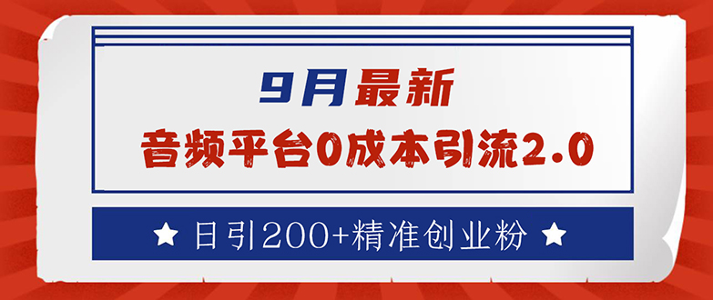 9月最新：音频平台0成本引流，日引流200+精准创业粉-网亿资源平台