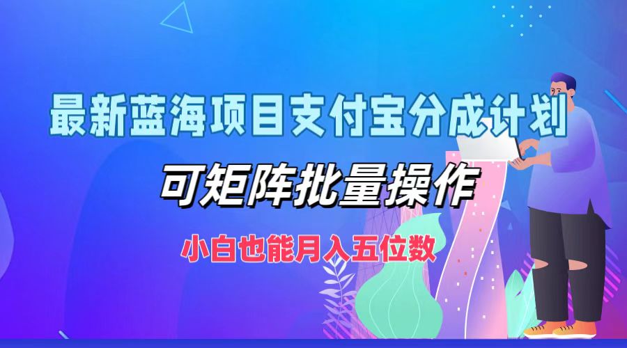 最新蓝海项目支付宝分成计划，可矩阵批量操作，小白也能月入五位数-网亿资源平台