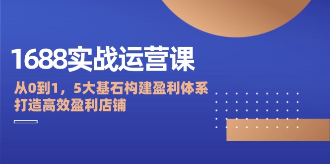 1688实战运营课：从0到1，5大基石构建盈利体系，打造高效盈利店铺-网亿资源平台