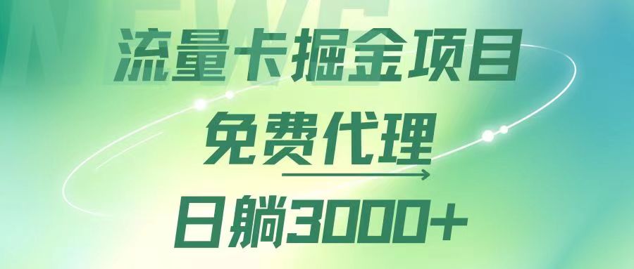 流量卡掘金代理，日躺赚3000+，变现暴力，多种推广途径-网亿资源平台