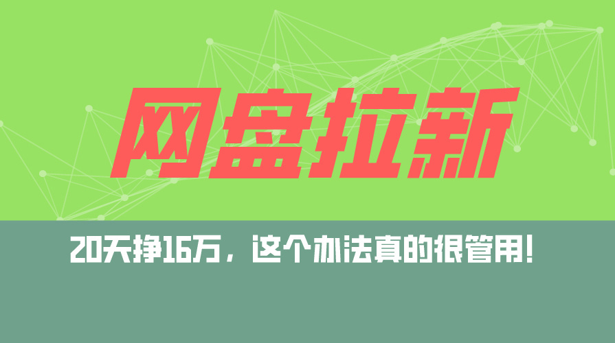 网盘拉新+私域运营玩法，零基础入门，小白可操作，当天见效，日入5000+-网亿资源平台