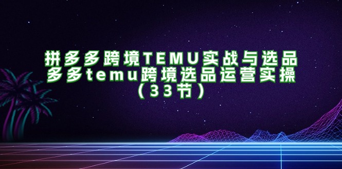 拼多多跨境TEMU实战与选品，多多temu跨境选品运营实操-网亿资源平台